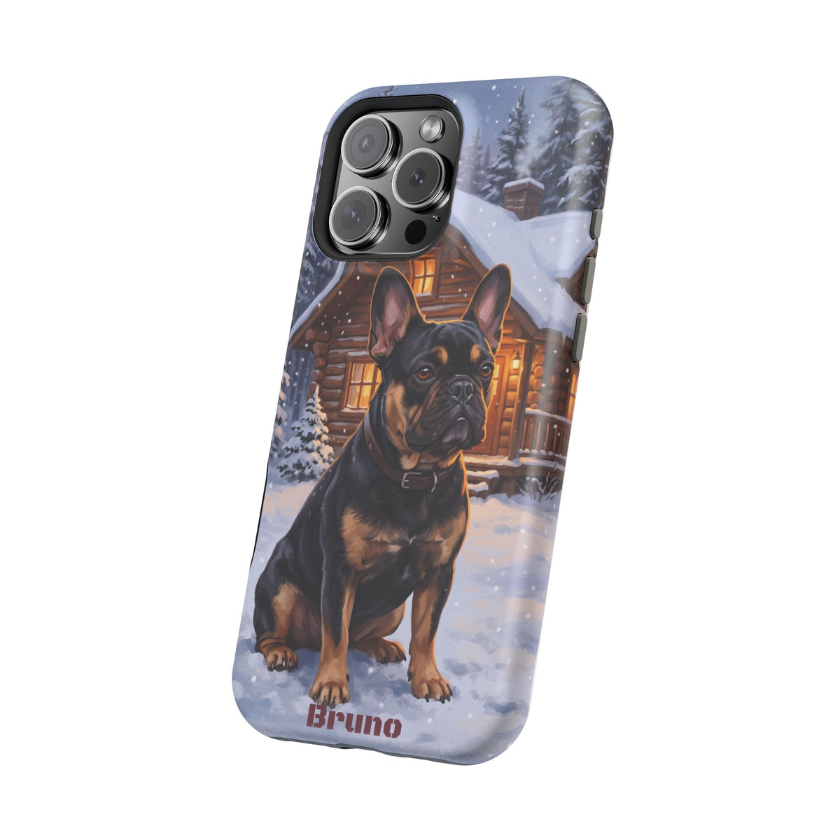 Personalized French Bulldog Cozy Cabin Phone Case — Wireless Charging Cover