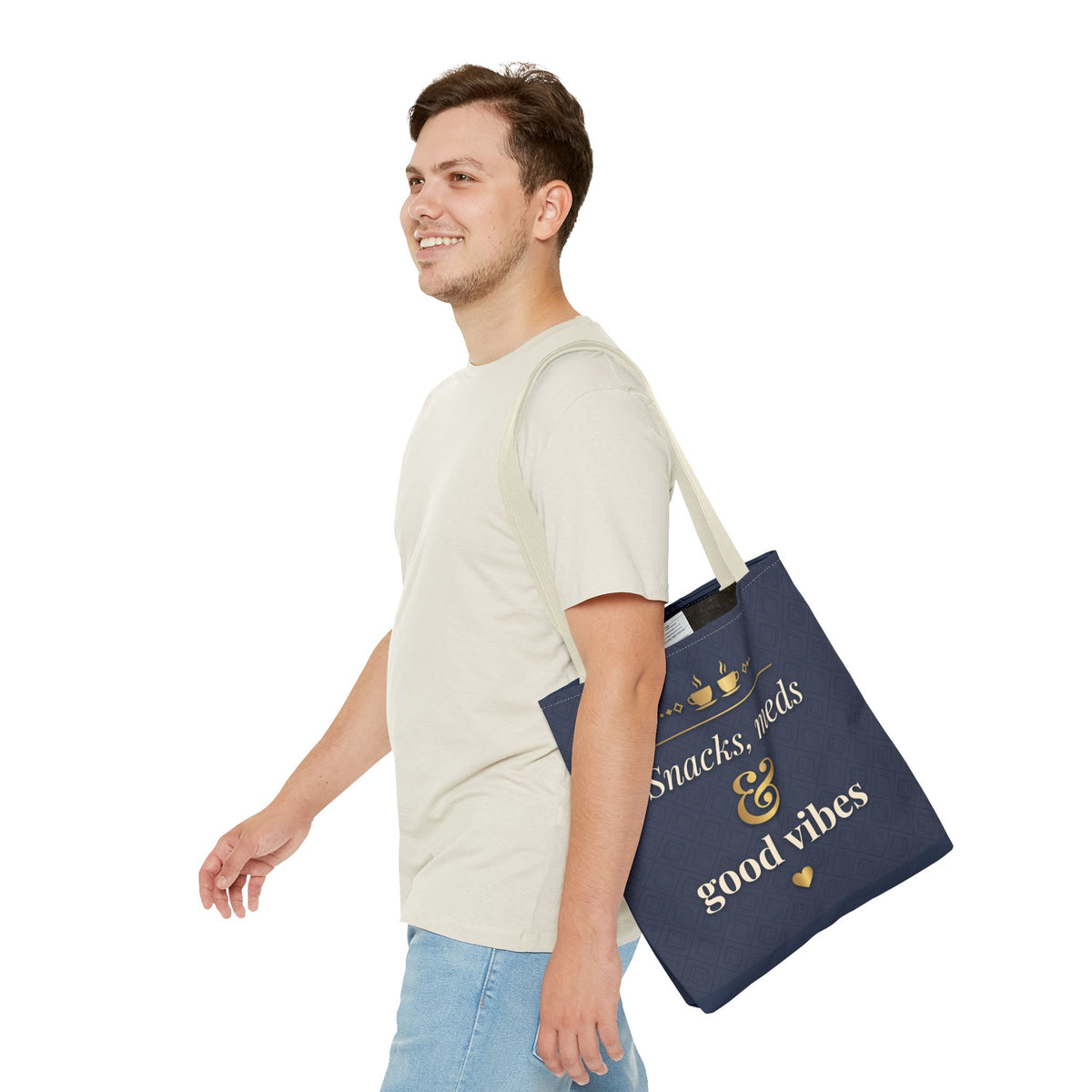 Snacks Meds & Good Vibes Tote | Funny Nurse Gift Tote Bag | Healthcare Worker Humour Gift | Premium Polyester Carry-All