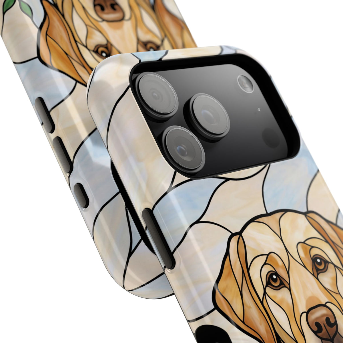 Floral Stained Glass Labrador Phone Case — Tough Magnetic Case with Wireless Charging