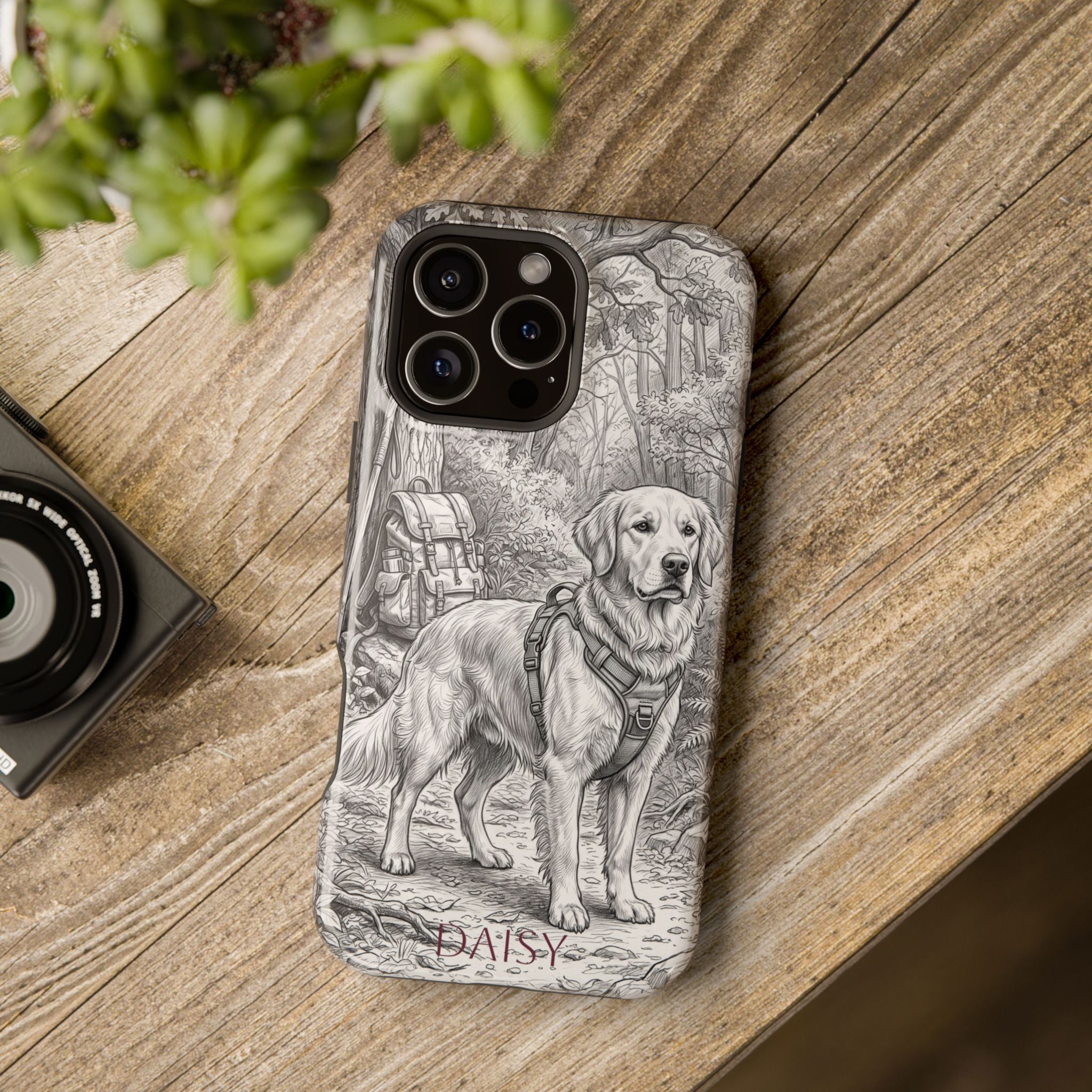 Personalized Golden Retriever Woodland Trail Phone Case — Wireless Charging Cover