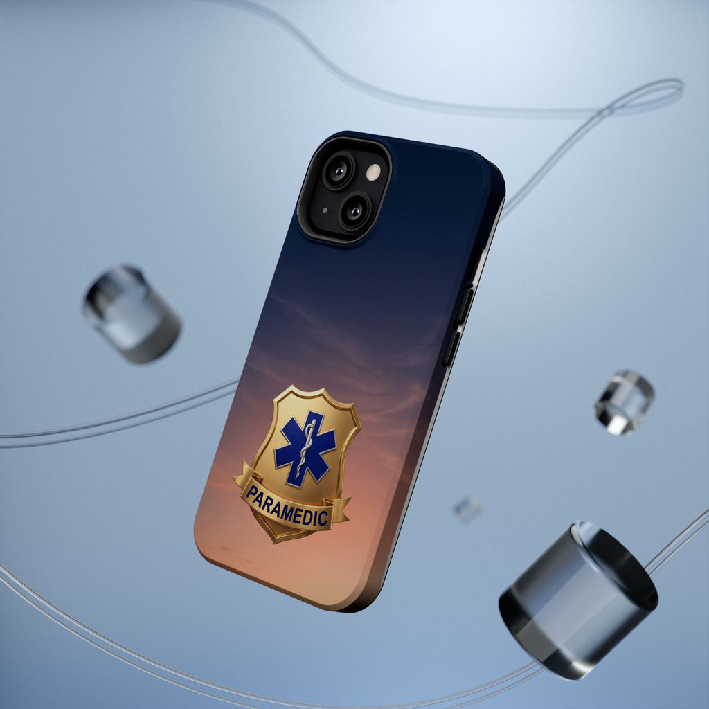 Gold Paramedic Badge Sunset Sky Phone Case — Magnetic Wireless Charging Cover