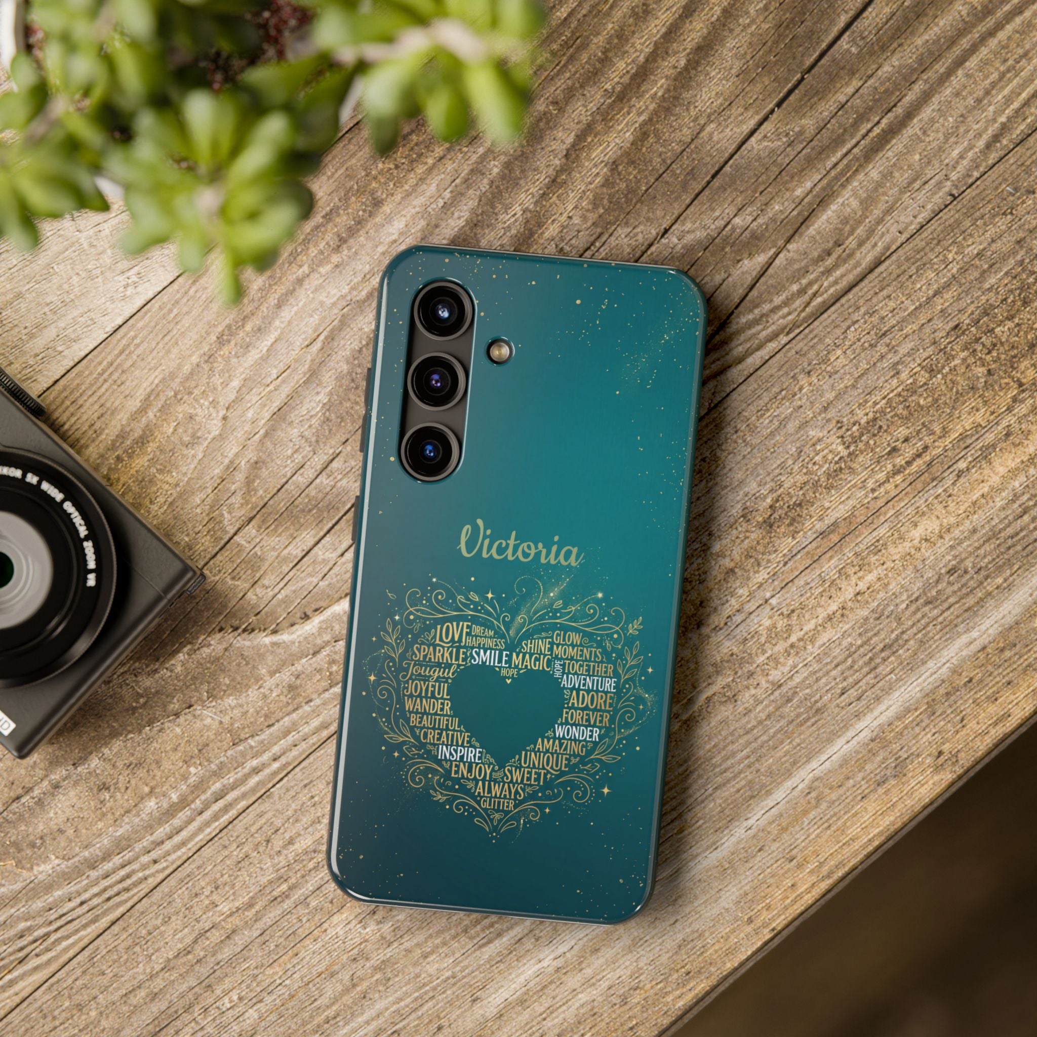 Personalized Teacher Phone Case — Custom Name Heart Word Art Design
