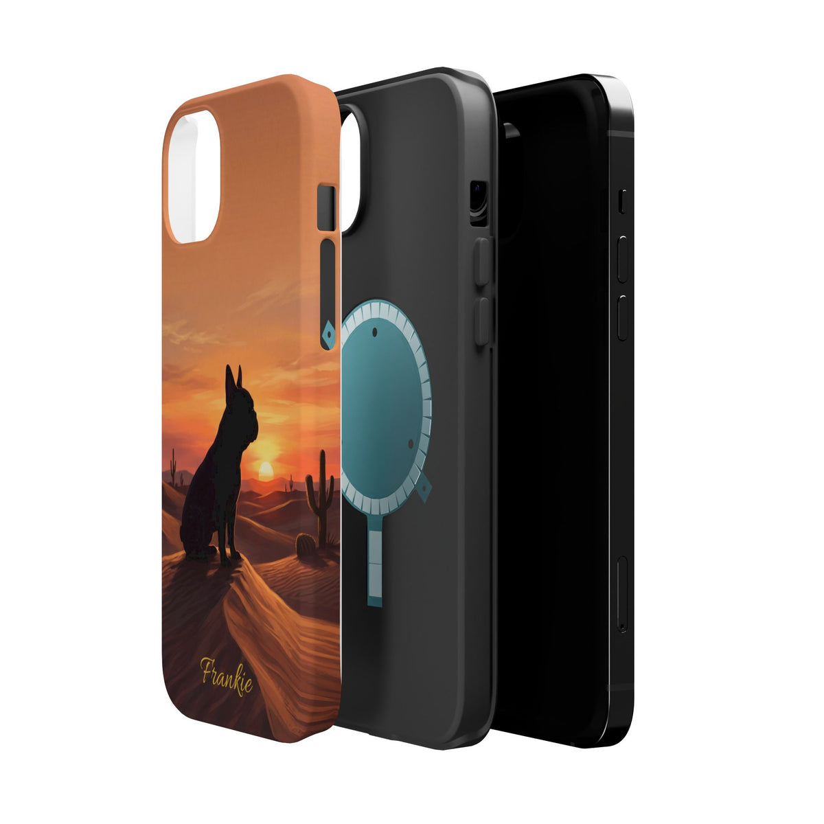 Personalized French Bulldog Desert Sunset Phone Case — Wireless Charging Cover