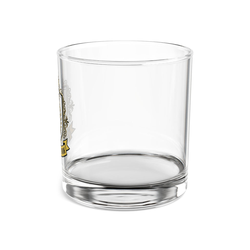 Respect The Spark Crest Rocks Glass 10oz — Black & Gold Electrician Glass