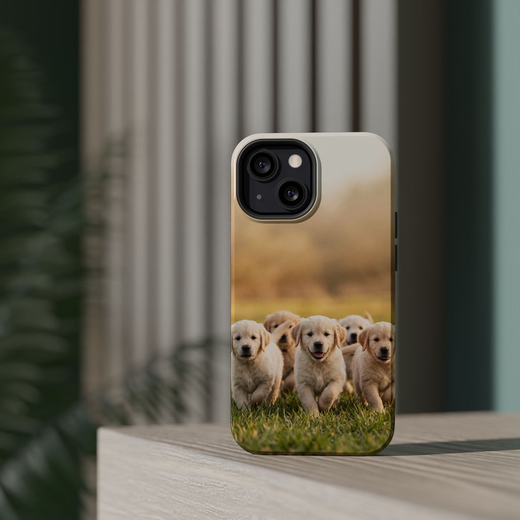 Golden Retriever Puppies Phone Case — Impact-Resistant Wireless Charging Cover