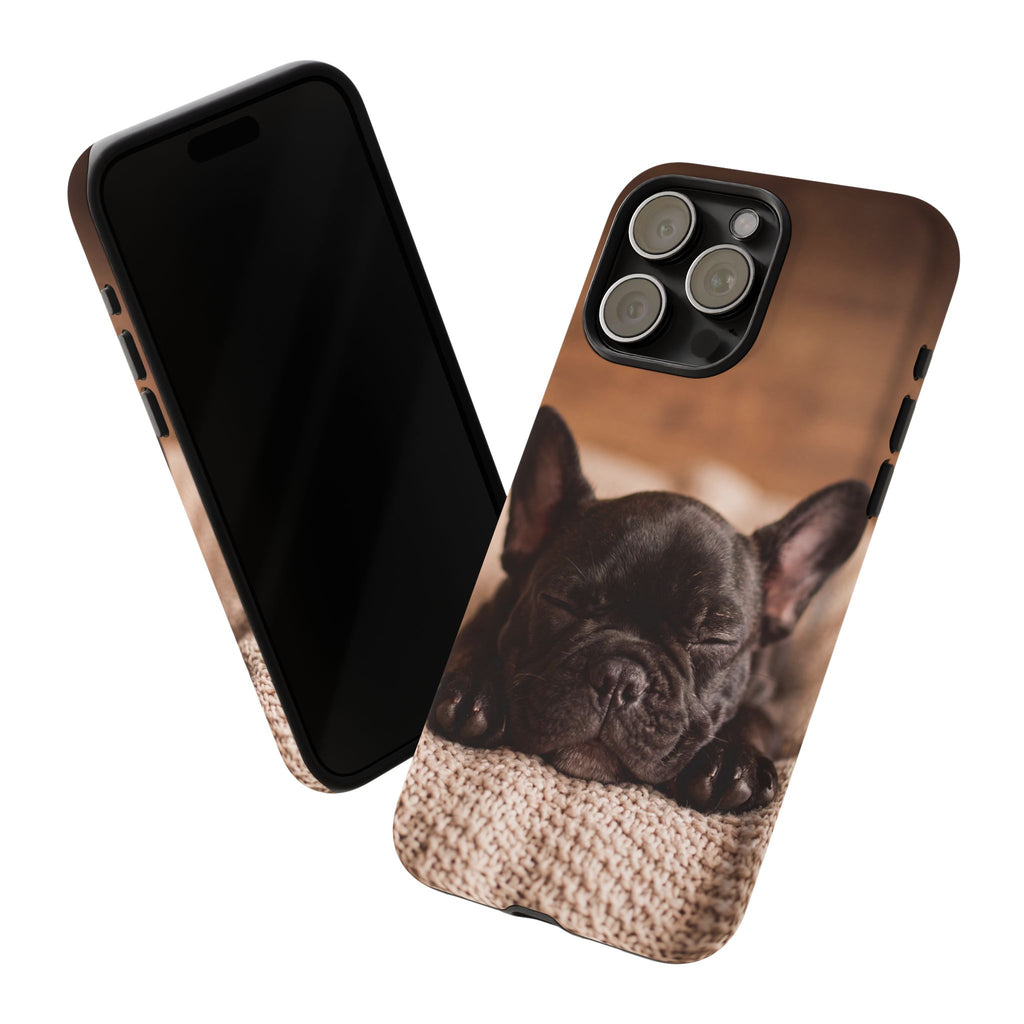Sleeping French Bulldog Phone Case | Cozy Frenchie Resting on Blanket | iPhone & Samsung