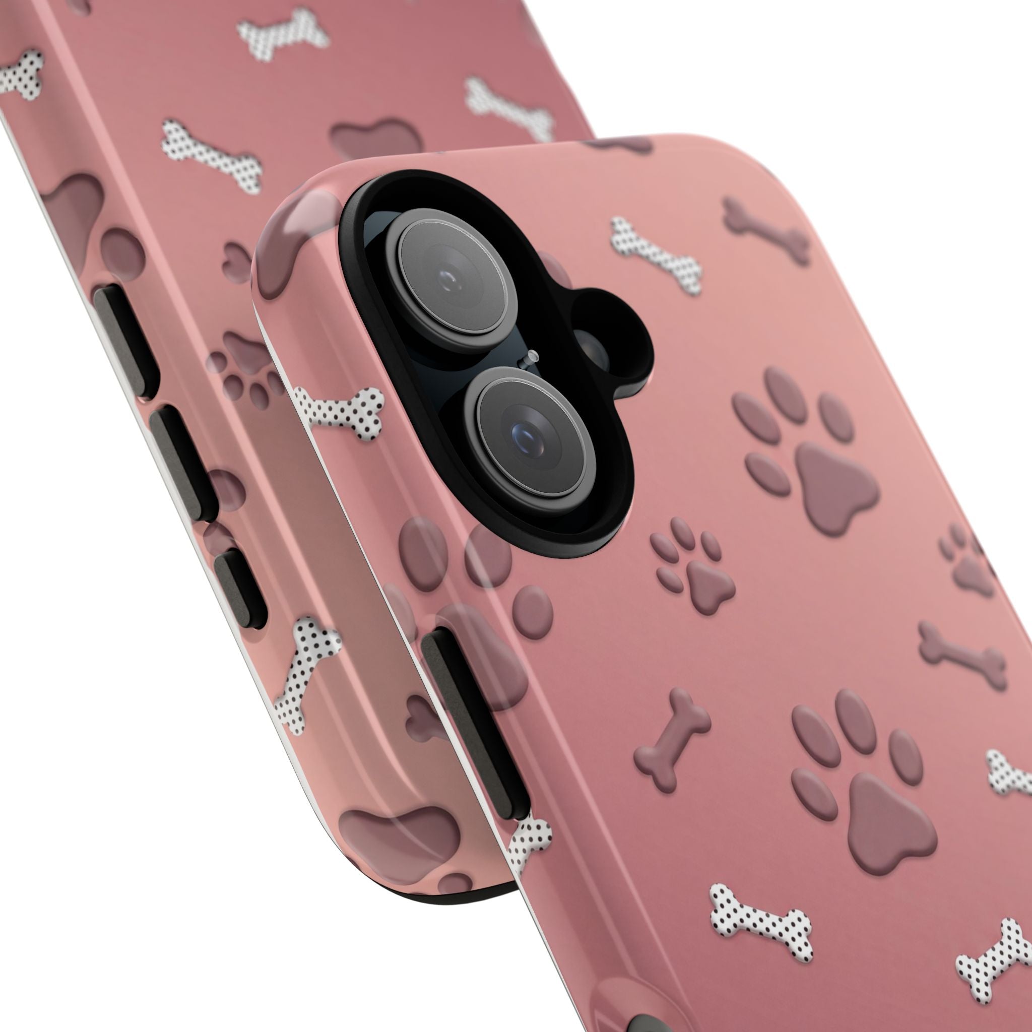 iPhone & Samsung Phone Case | Paw Print & Bone  | Dusty Rose Pattern Case for Frenchie Lovers
