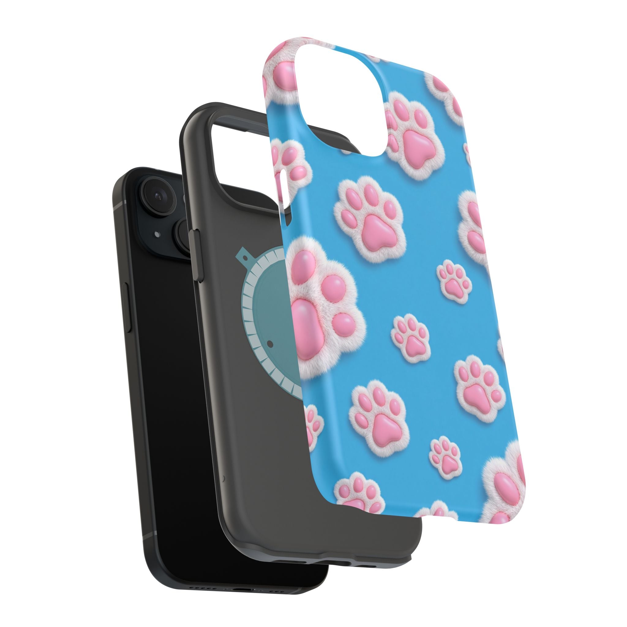 Fluffy Paw Print Phone Case | Cute 3D Pink Paw Pattern Case for Dog & Cat Lovers | iPhone & Samsung