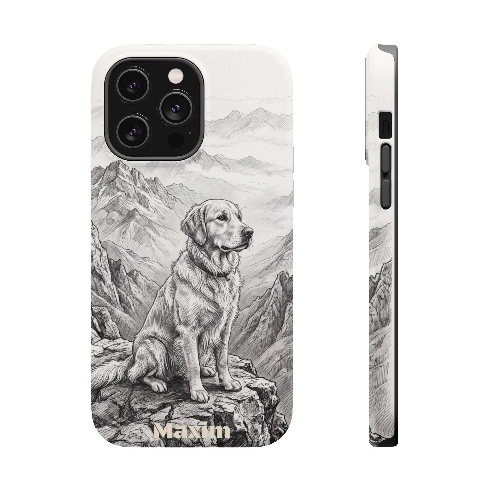 Personalized Golden Retriever Mountain Peak Phone Case — Wireless Charging Cover