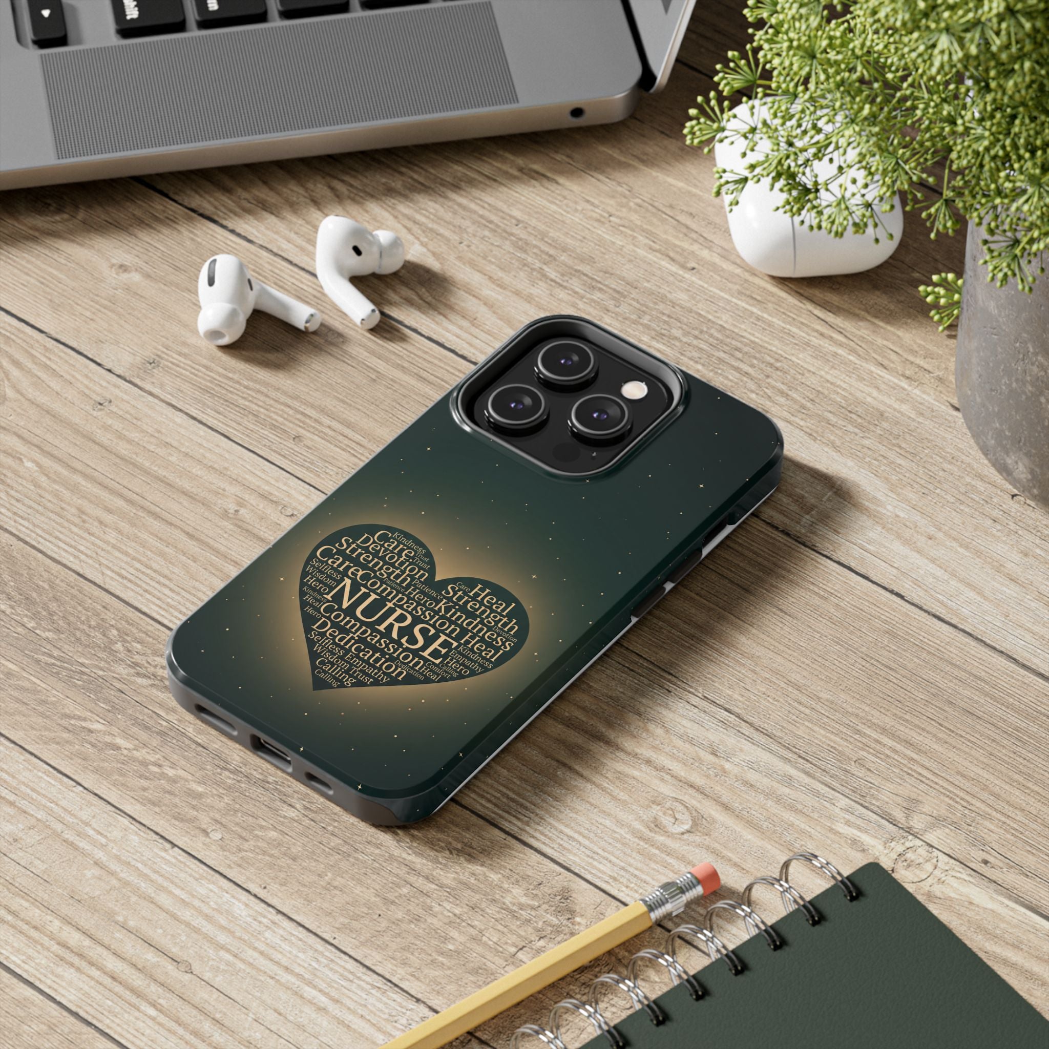 Nurse Heart Tough Phone Case — Inspirational Word Cloud Tribute - iphone and Samsung Galaxy series