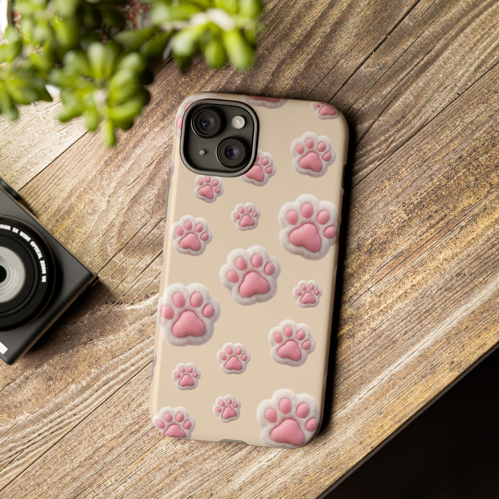 Golden Retriever Paw Print Phone Case | Cute Pink Paw Pattern for Dog Lovers | iPhone & Samsung