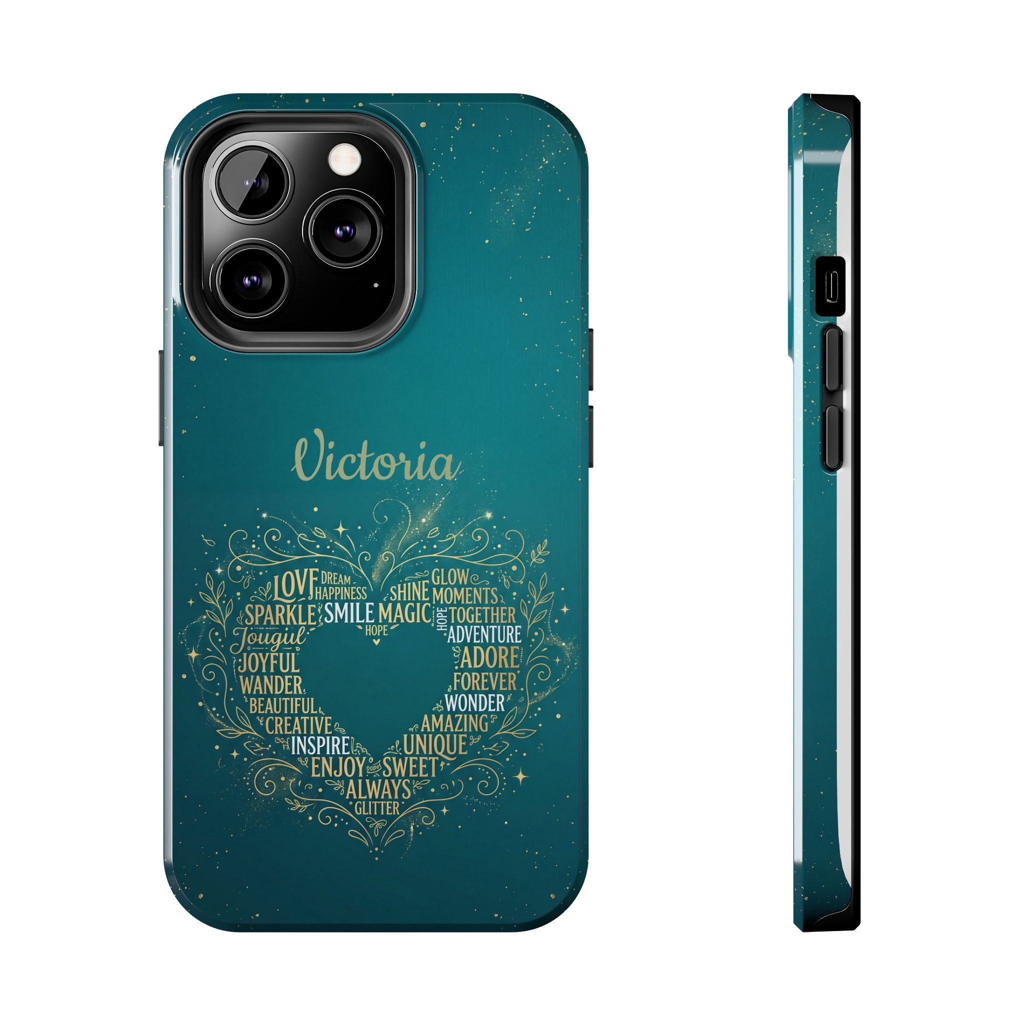 Personalized Teacher Phone Case — Custom Name Heart Word Art Design