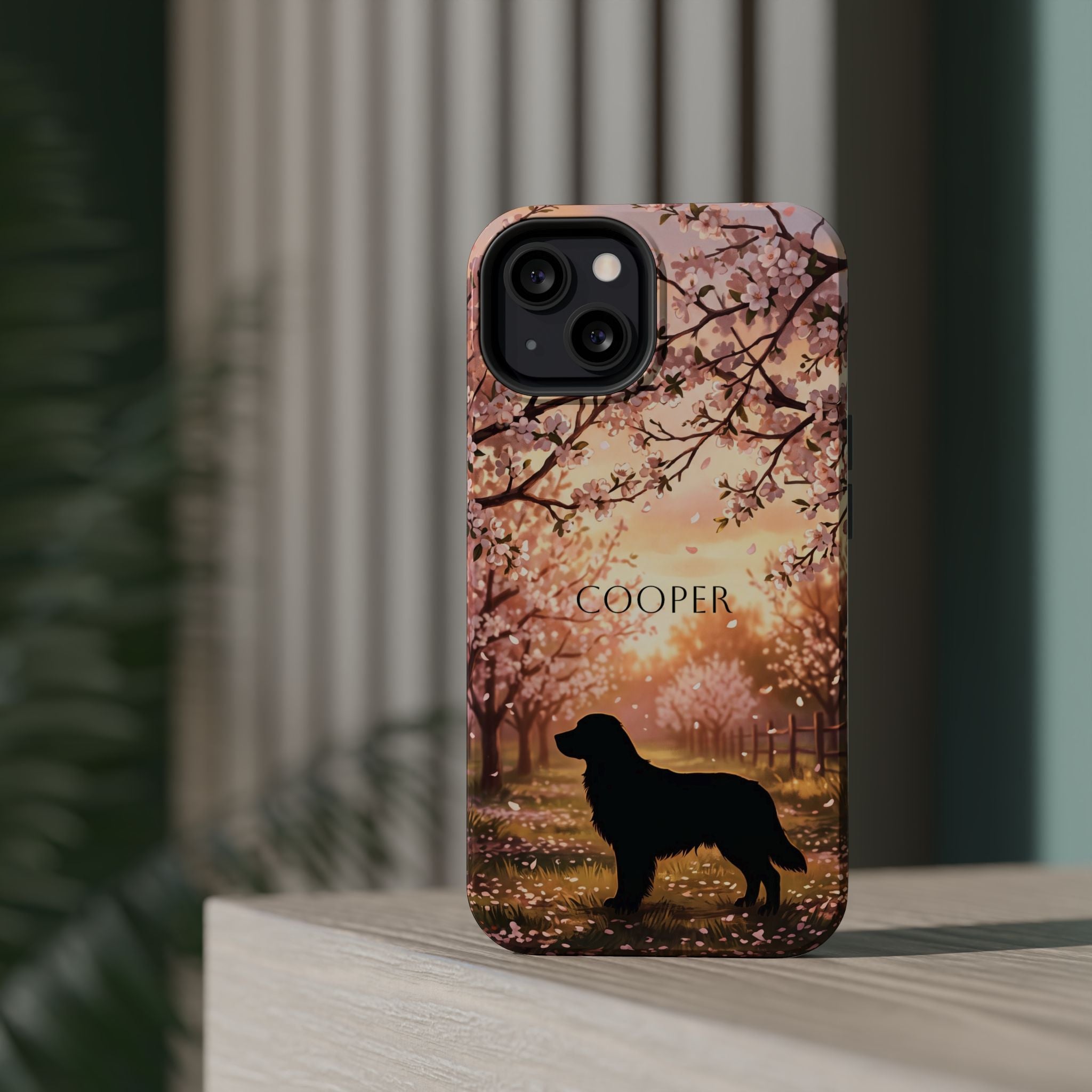 Personalized Golden Retriever Autumn Forest Phone Case — Wireless Charging Cover