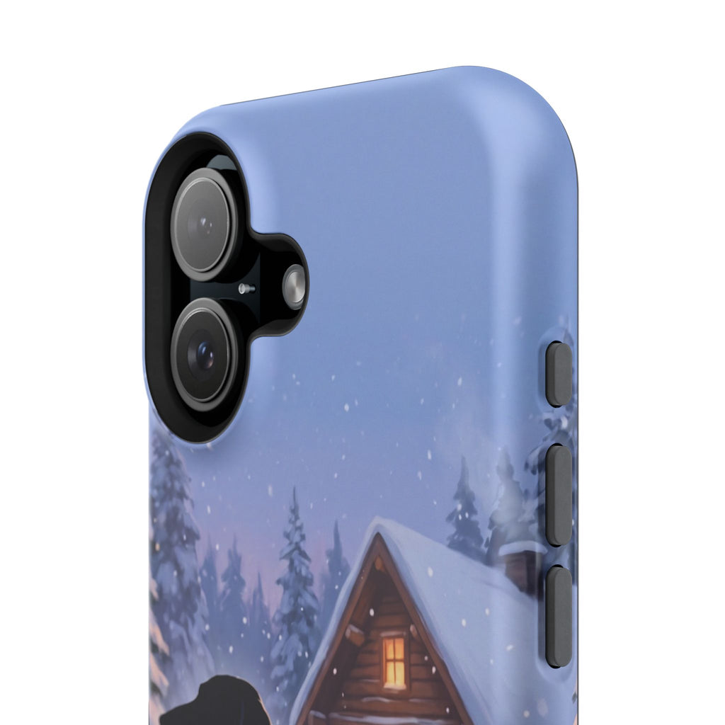 Personalized Dachshund Winter Cabin Phone Case — Wireless Charging Cover