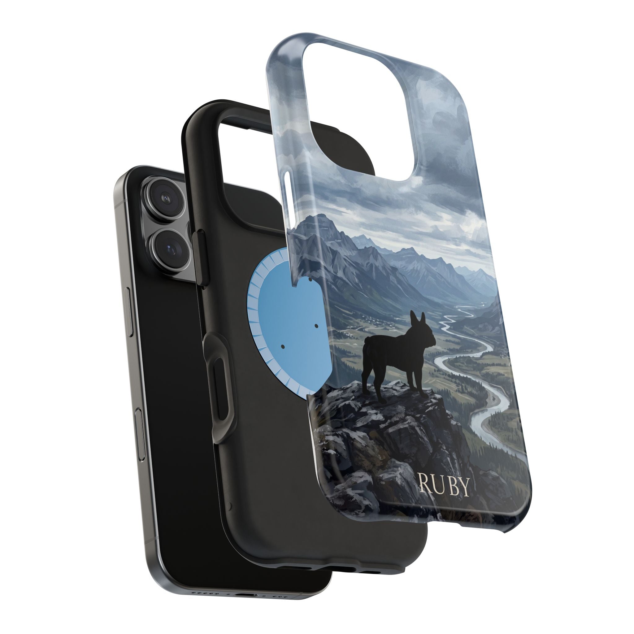 Personalized French Bulldog Mountain Valley Phone Case — Wireless Charging Cover