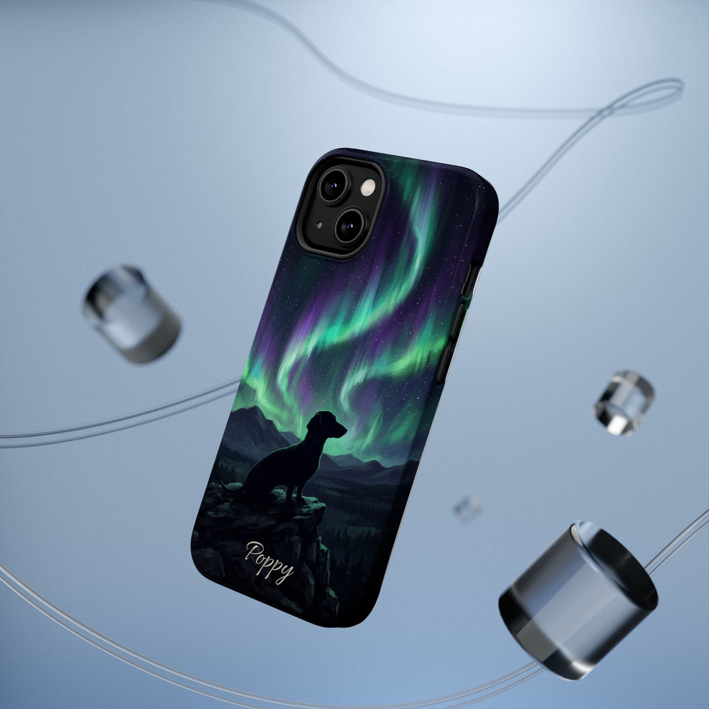 Personalized Dachshund Northern Lights Phone Case — Wireless Charging Cover