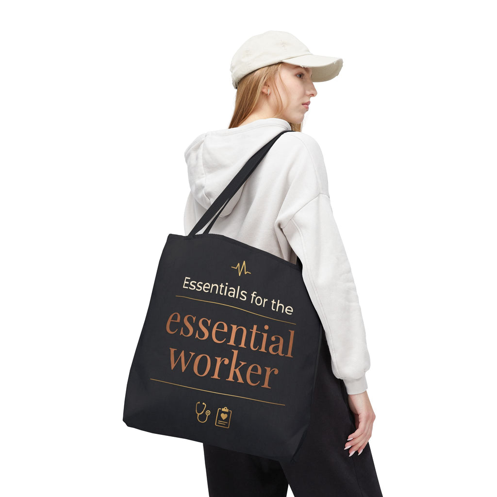 Essentials for the Essential Worker Tote | Healthcare Worker Gift Tote Bag | Nurse Doctor Appreciation Gift | Premium Polyester Carry-All