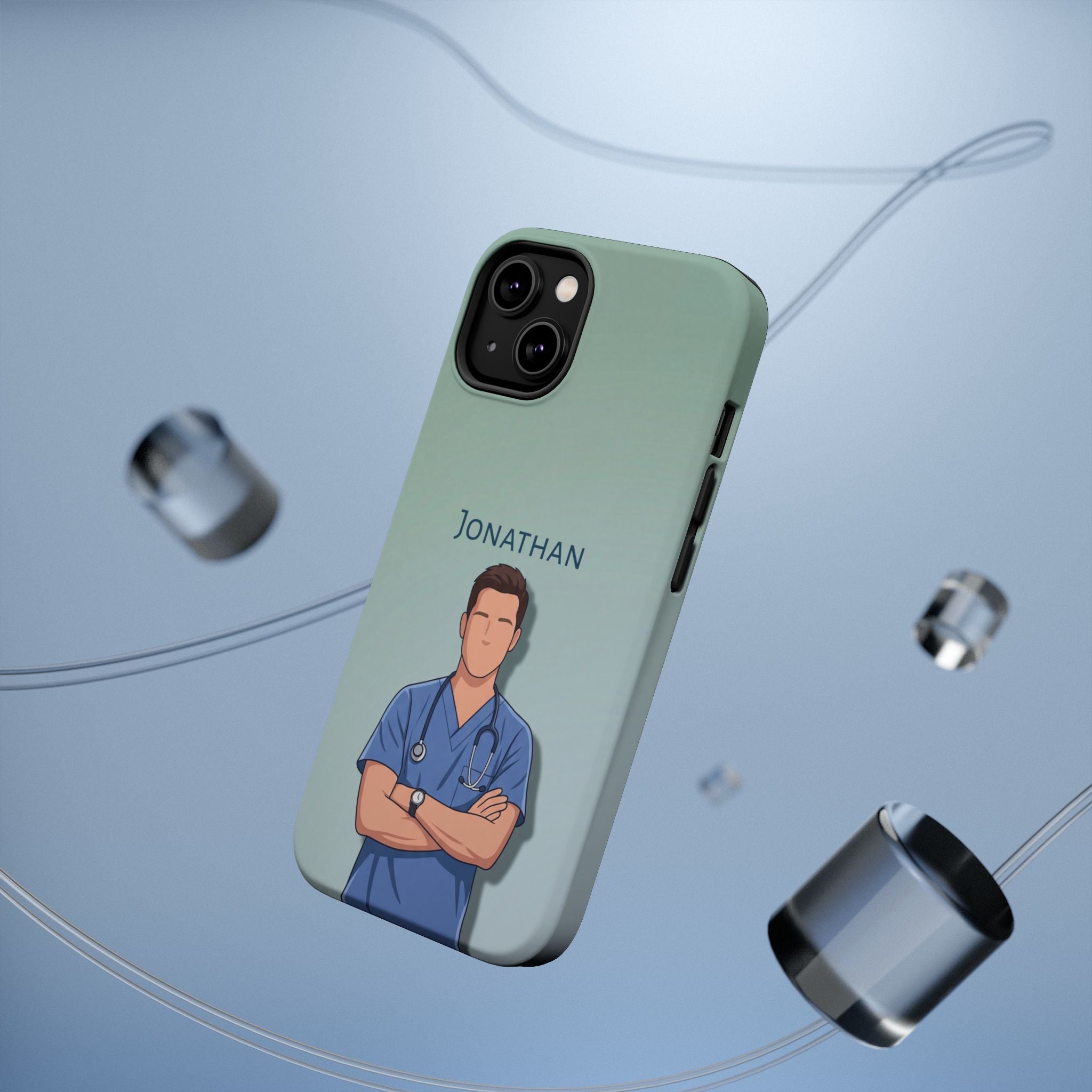 Personalized Nurse Portrait Phone Case — Impact-Resistant Wireless Charging Cover