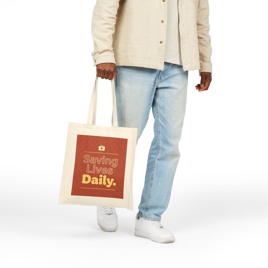 Nurse Tote Bag – Saving lives daily – Cotton Canvas Tote Bag for Nurses