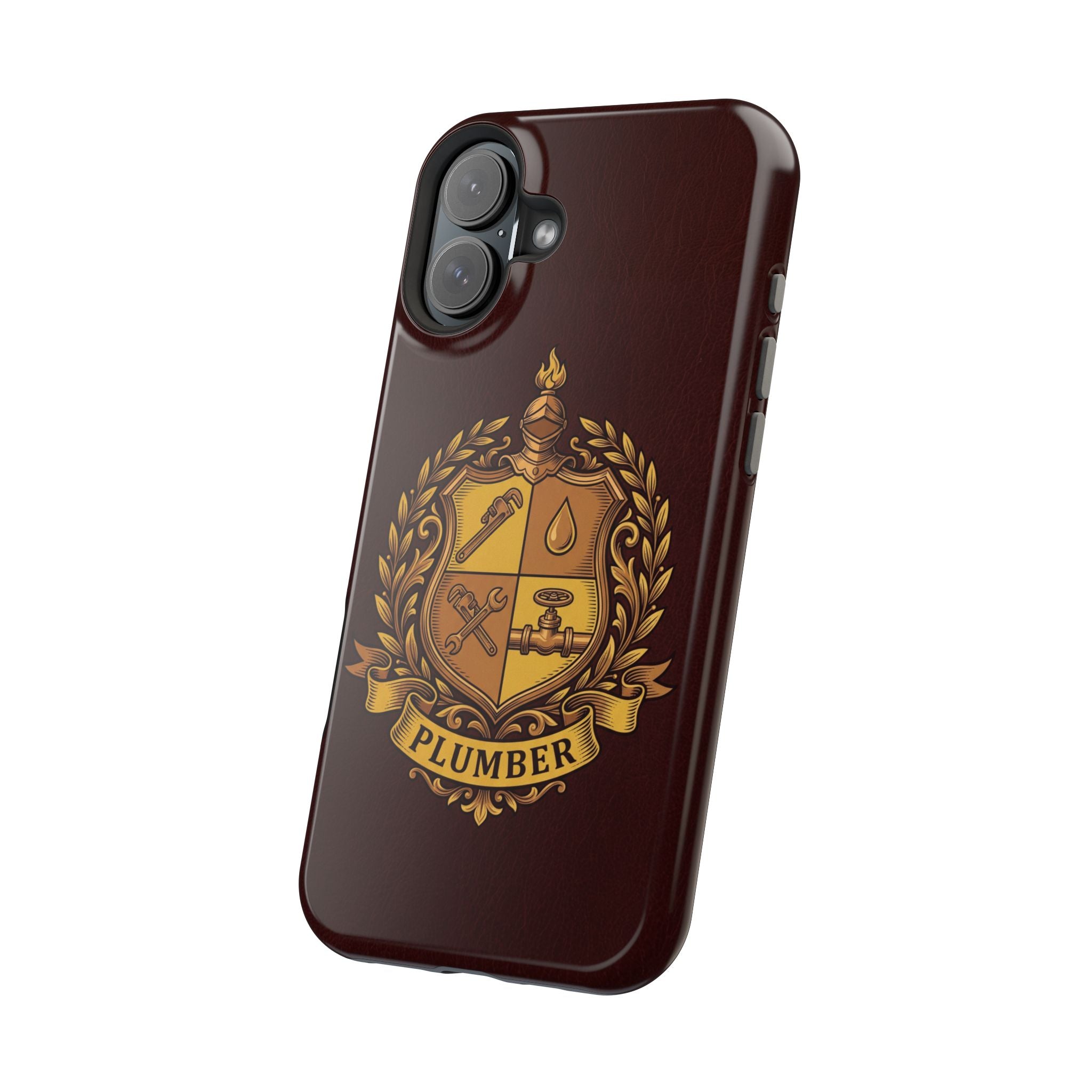 Plumber Crest Phone Case — Heraldic Shield Wireless Charging Cover