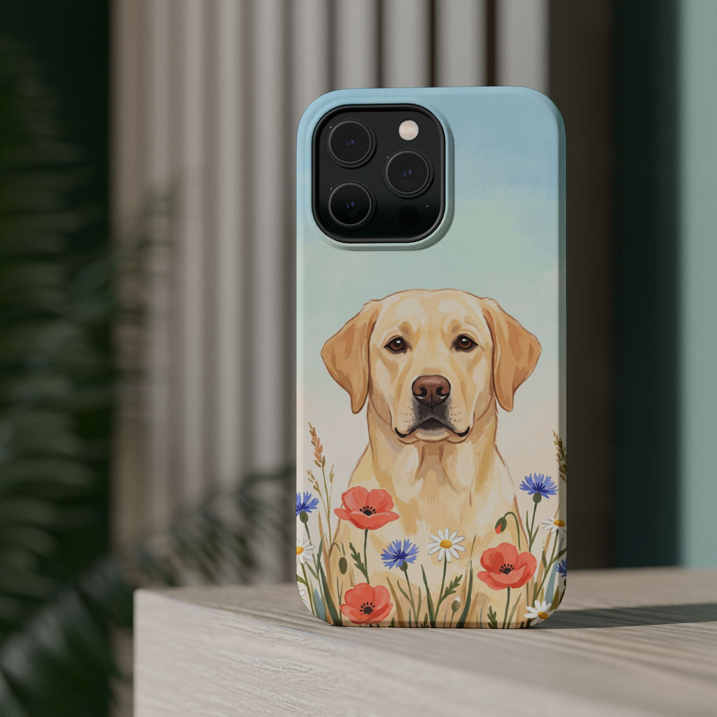 Labrador Wildflower Painting Phone Case — Tough Magnetic Case with Wireless Charging