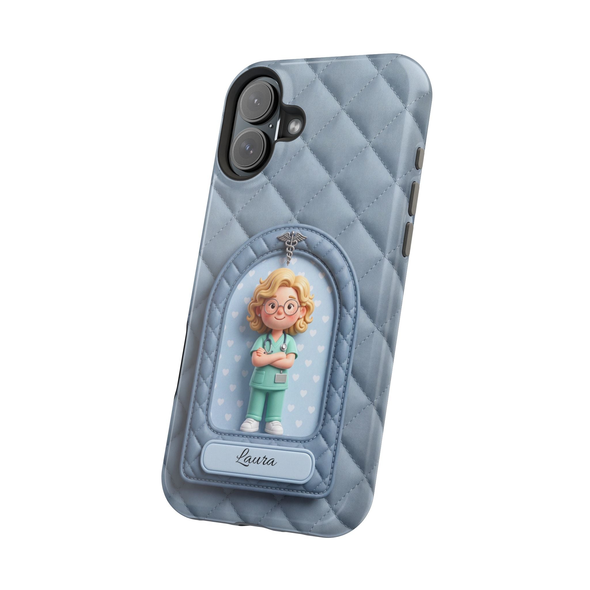Personalized Quilted Nurse Phone Case — Wireless Charging Cover