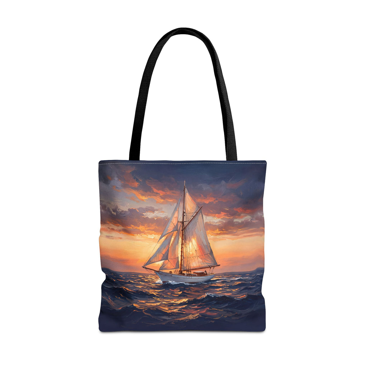 Sailboat Sunset Tote Bag | Painterly Sailing Art Tote for Boat Owners & Sailors