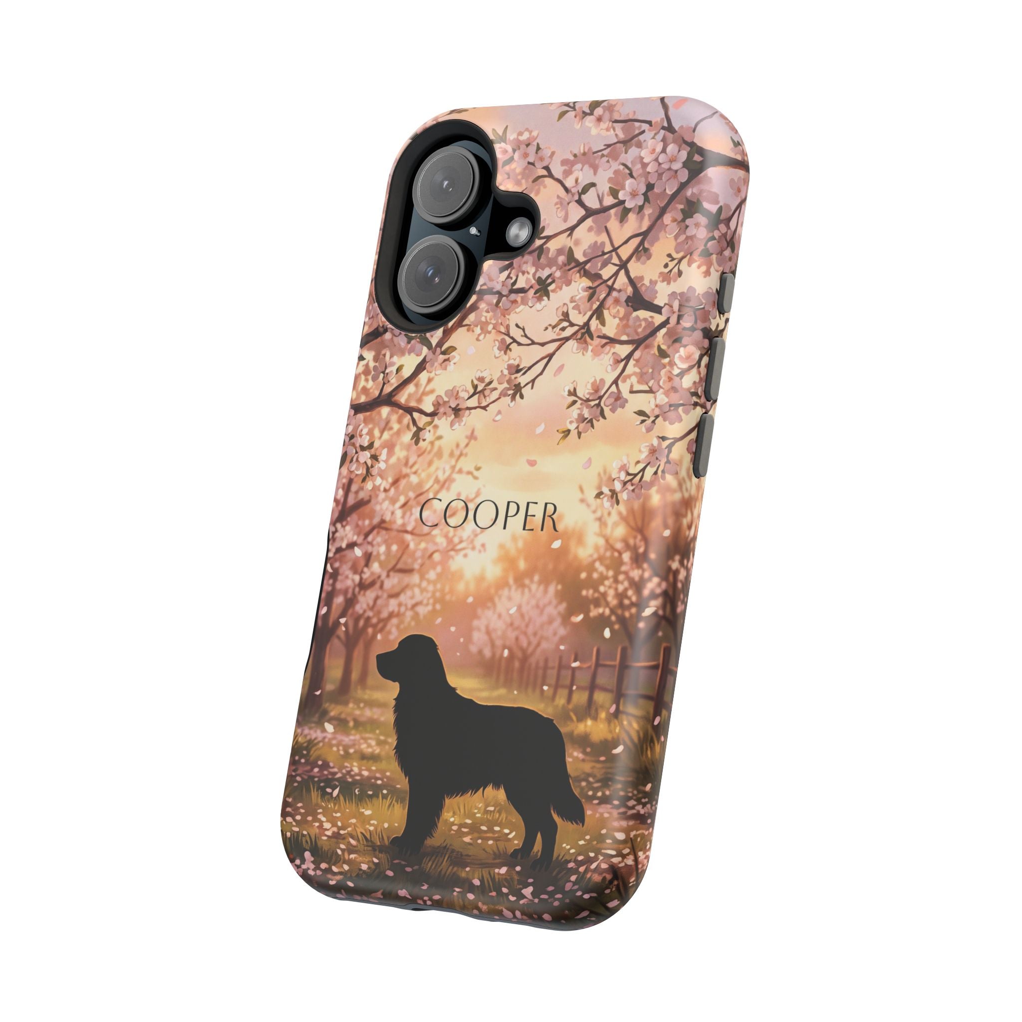 Personalized Golden Retriever Autumn Forest Phone Case — Wireless Charging Cover