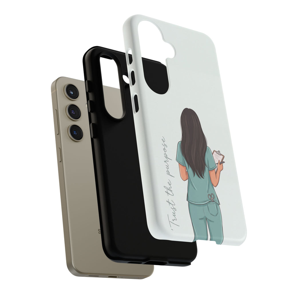 "Trust the Purpose" Nurse Phone Case | Illustrated Nurse in Scrubs Design | iPhone & Samsung