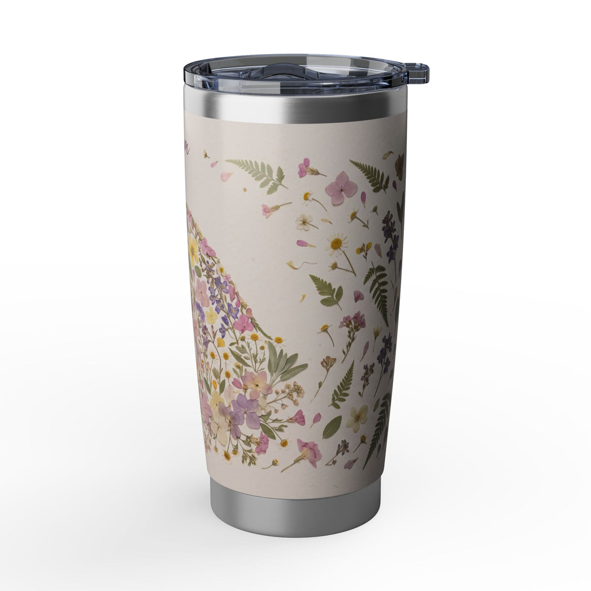 Horse Personalized Tumbler | Pressed Wildflower Art — 20 oz Stainless Travel Mug