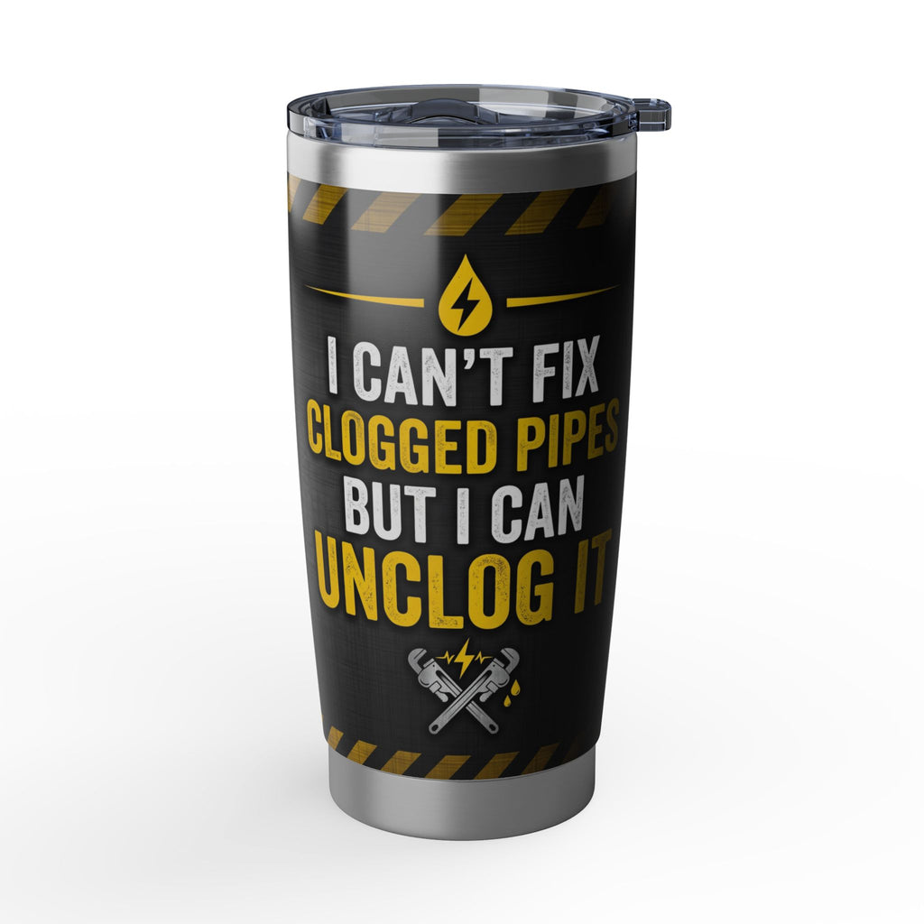 Personalized Plumber Tumbler – Industrial Black & Yellow Badge Design 20 oz