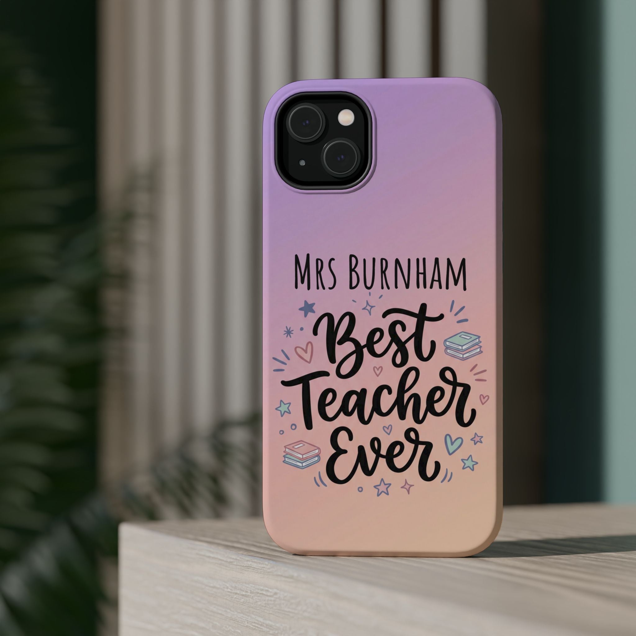 Best Teacher Ever Personalized Phone Case — Wireless Charging Cover