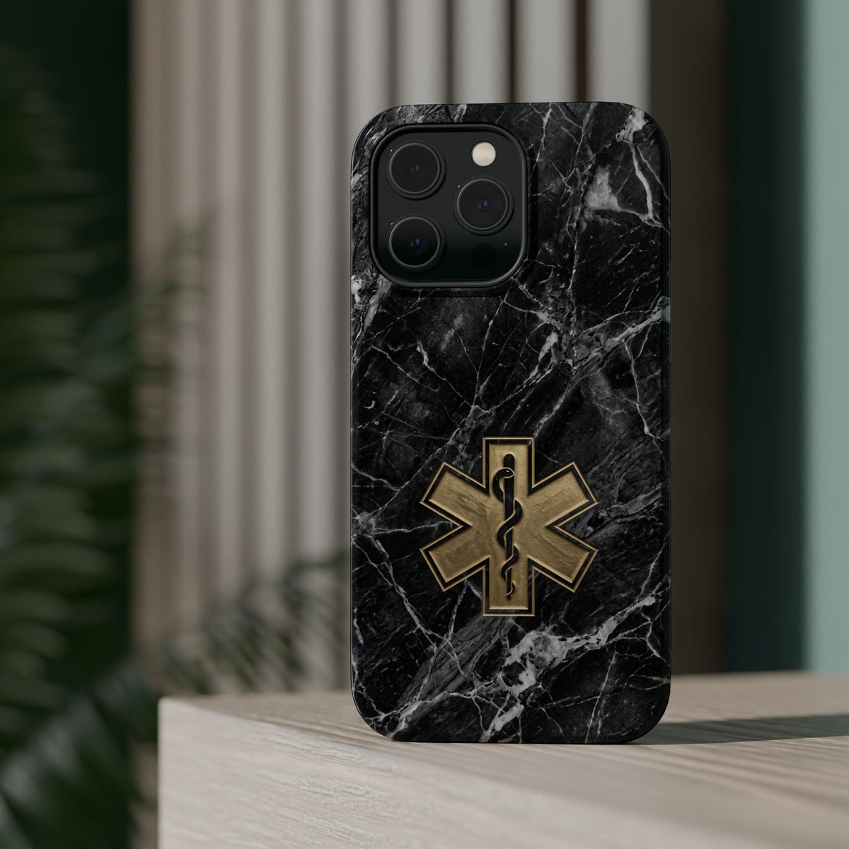 Paramedic/EMT Marble Phone Case — Magnetic Wireless Charging Cover