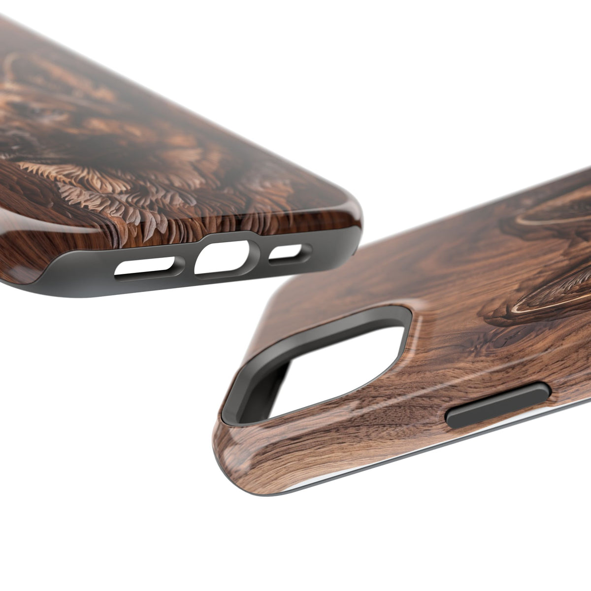 German Shepherd Phone Case | Carved Walnut Art — Tough Magnetic Case with Wireless Charging