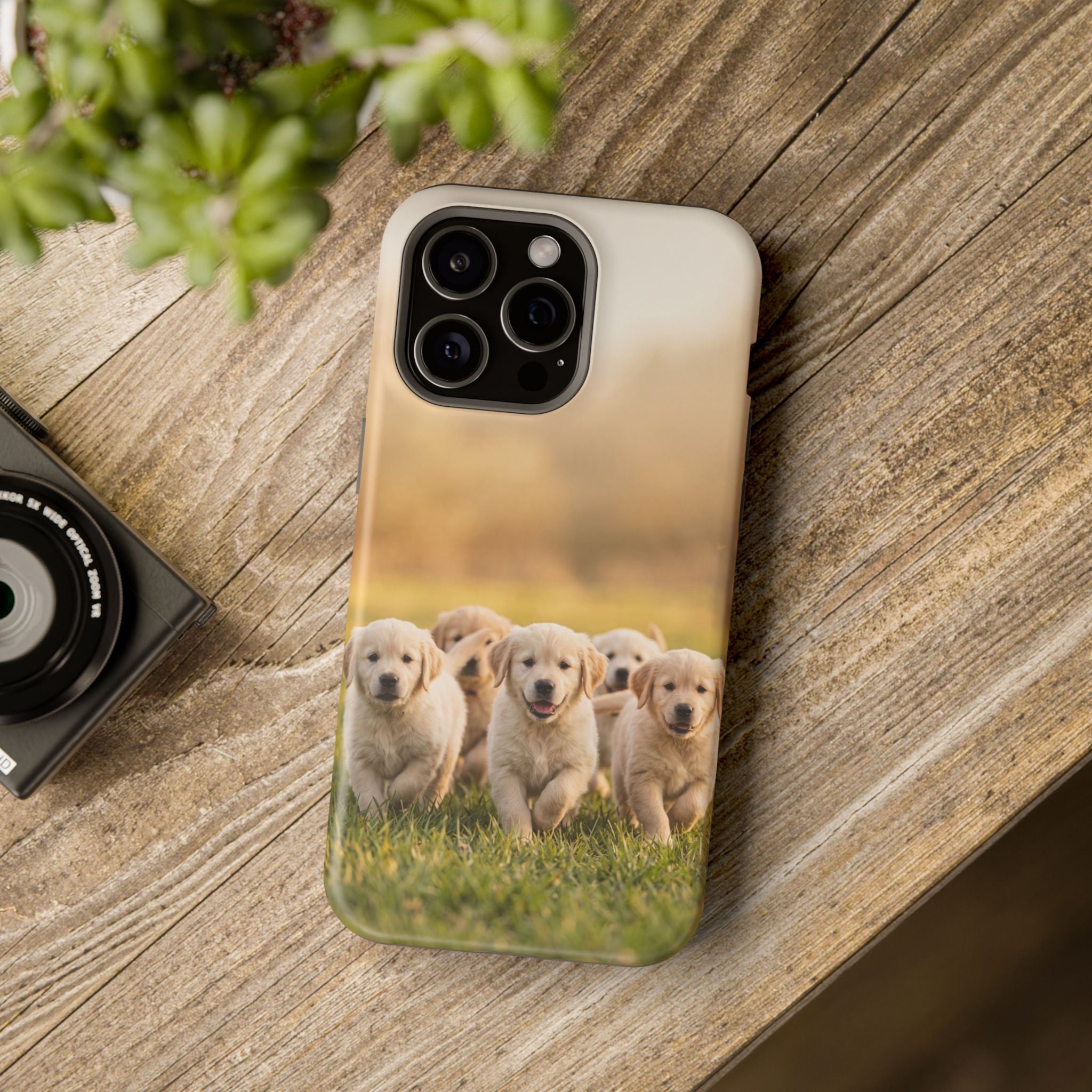 Golden Retriever Puppies Phone Case — Impact-Resistant Wireless Charging Cover