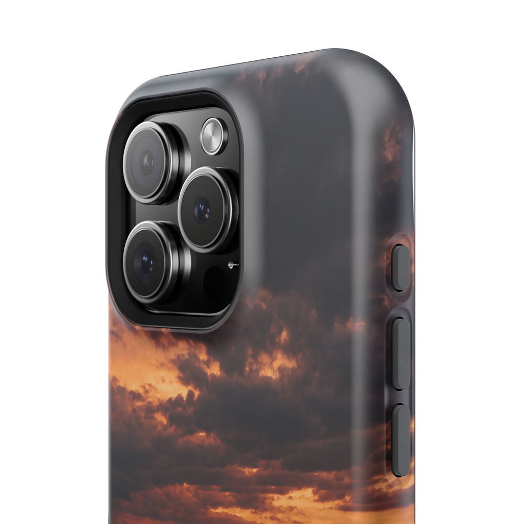Sunset Paw Print Phone Case — Impact-Resistant Wireless Charging Cover