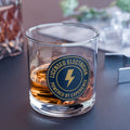 Licensed Electrician Badge Rocks Glass 10oz — Navy & Gold Whiskey Tumbler