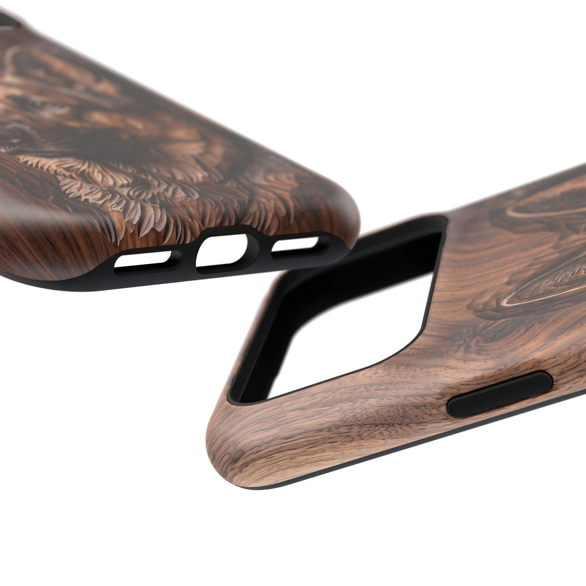 German Shepherd Phone Case | Carved Walnut Art — Tough Magnetic Case with Wireless Charging