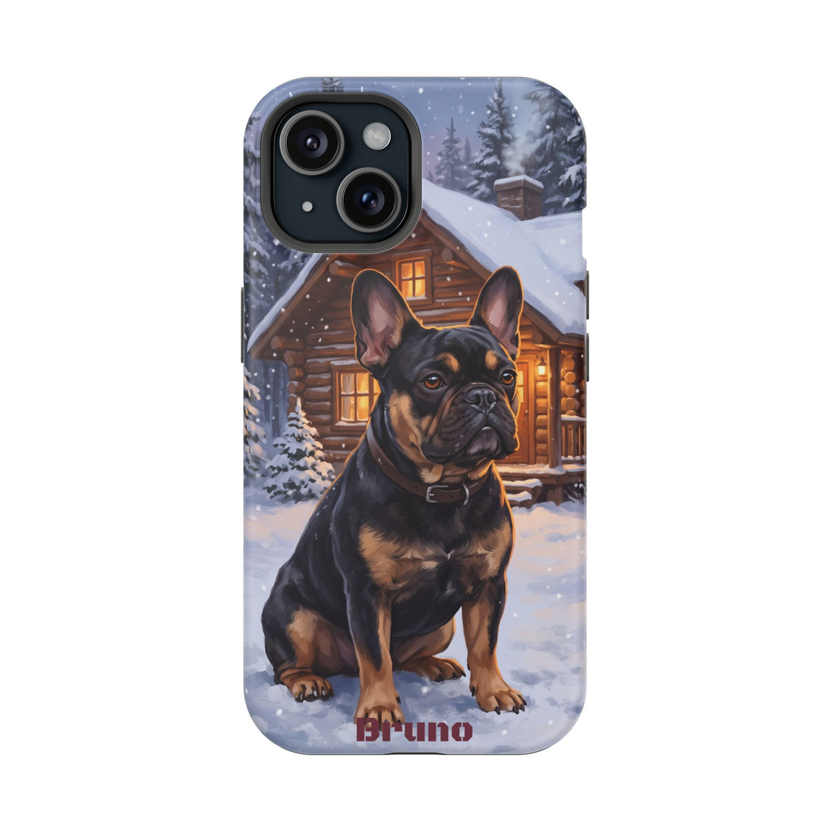 Personalized French Bulldog Cozy Cabin Phone Case — Wireless Charging Cover