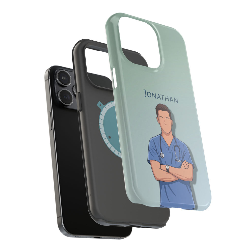 Personalized Nurse Portrait Phone Case — Impact-Resistant Wireless Charging Cover