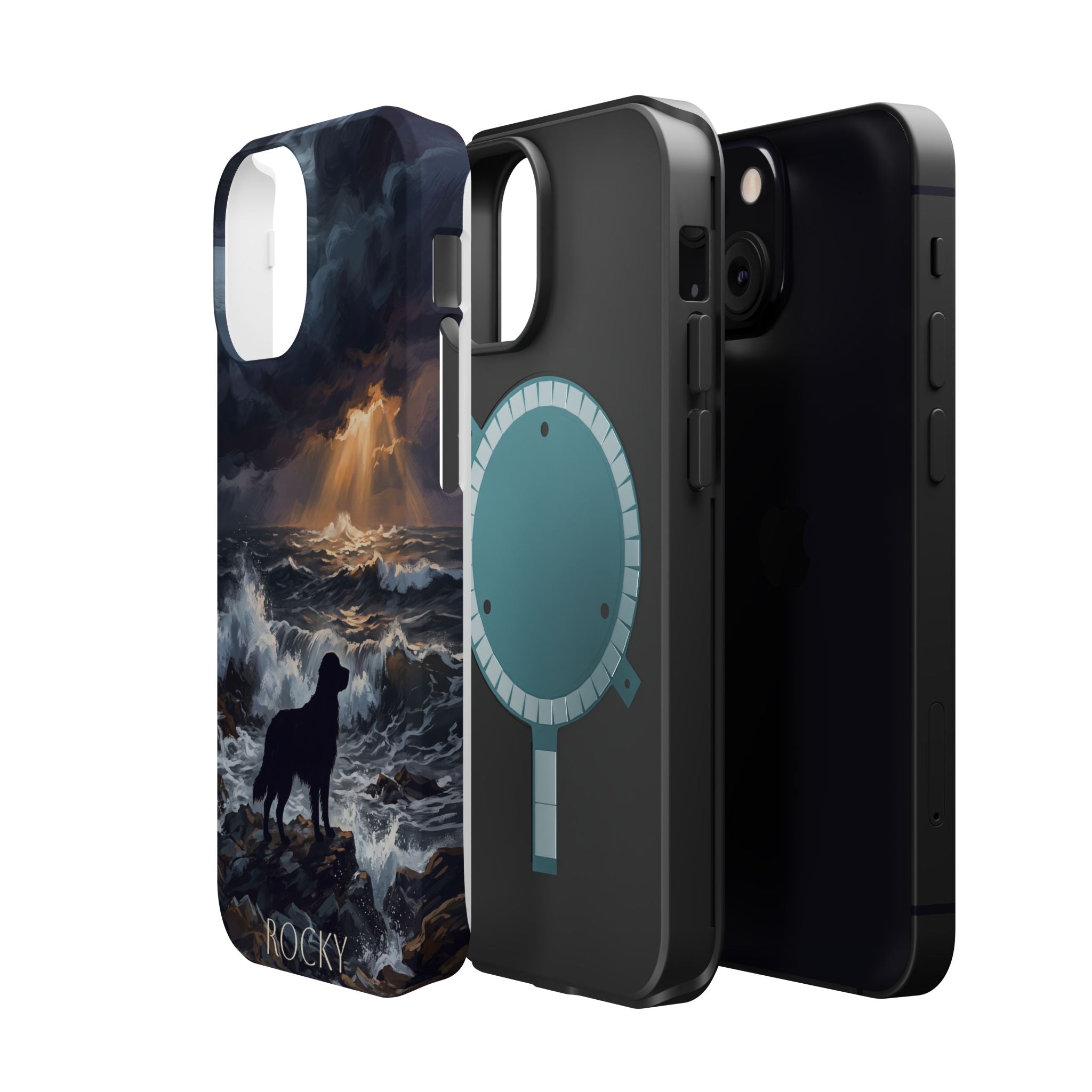 Personalized Golden Retriever Stormy Sea Phone Case — Wireless Charging Cover