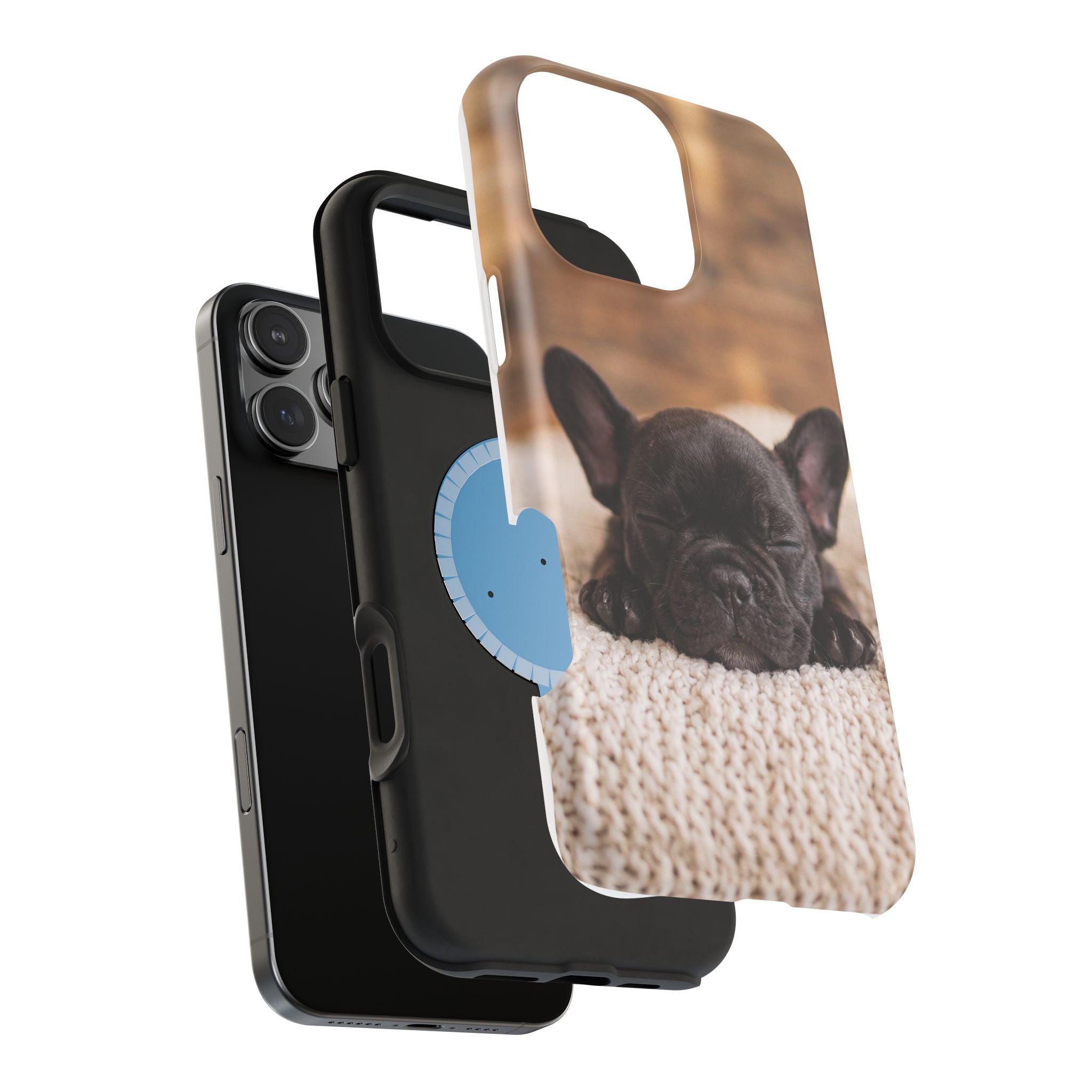 Sleepy French Bulldog Phone Case — Impact-Resistant Wireless Charging Cover