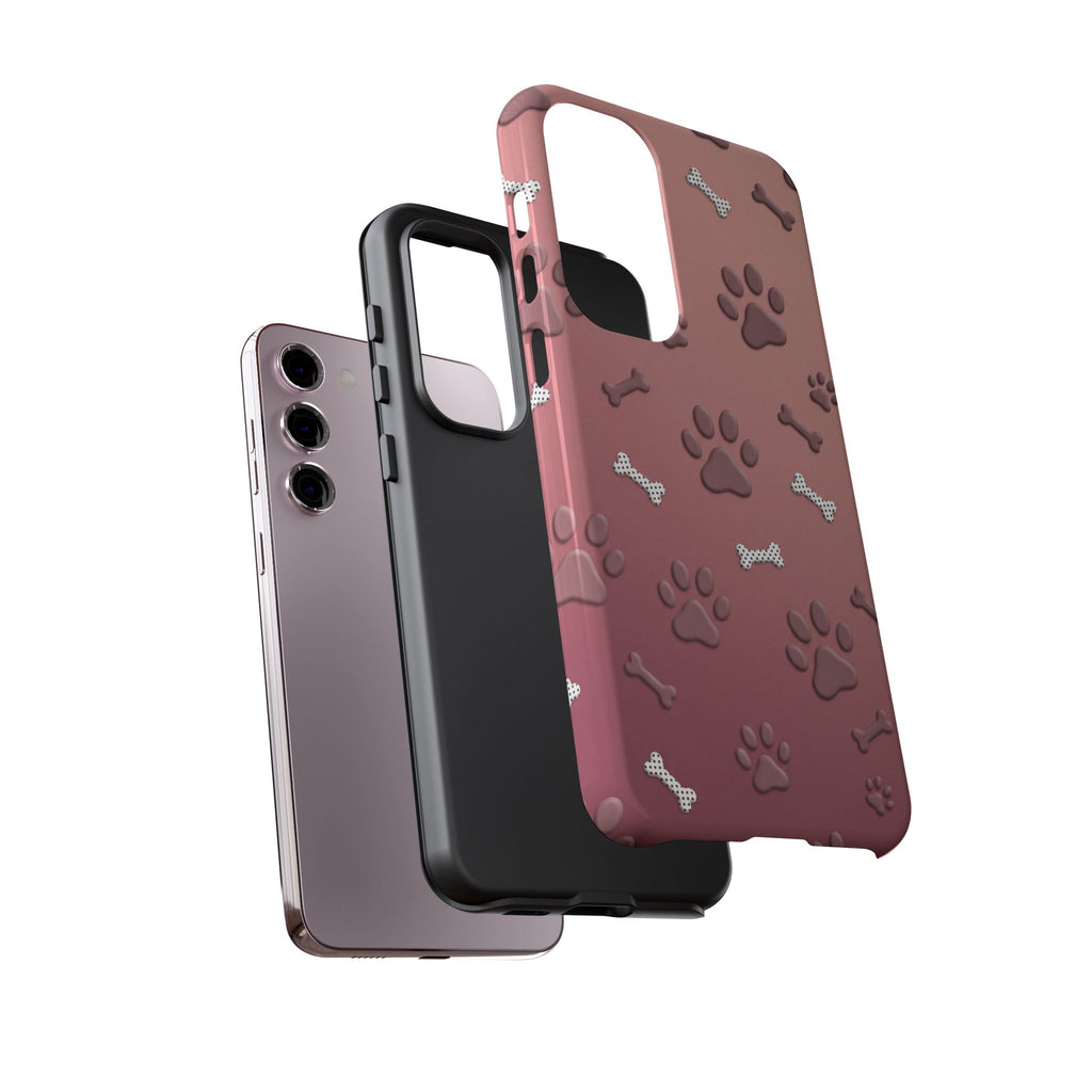 iPhone & Samsung Phone Case | Paw Print & Bone  | Dusty Rose Pattern Case for Frenchie Lovers