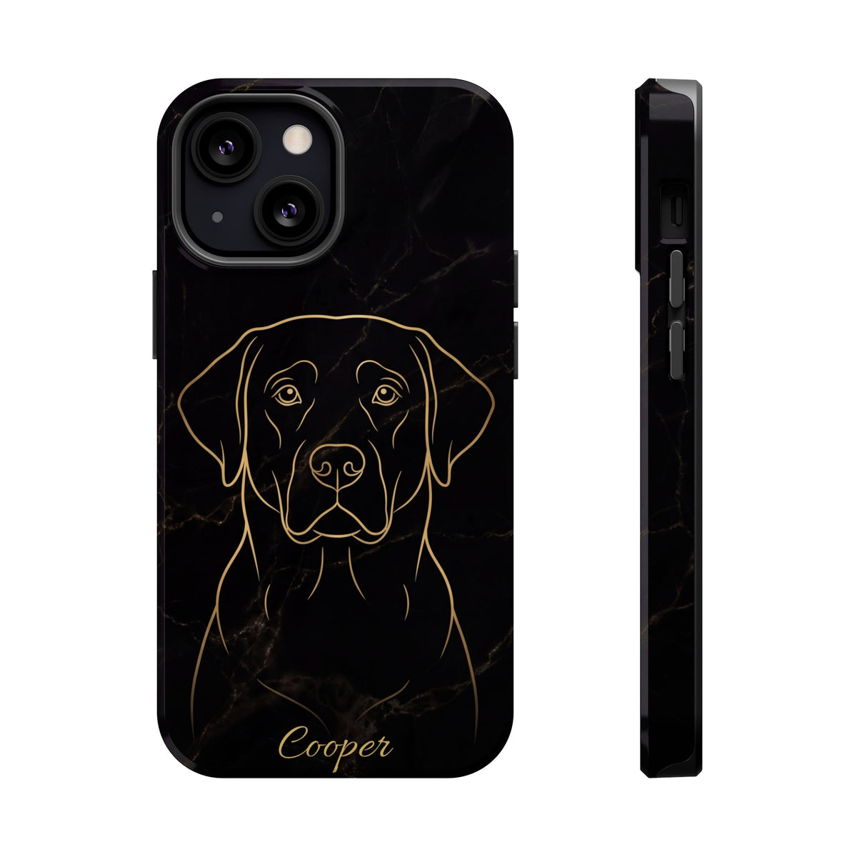 Personalized Gold Line Art Labrador Phone Case — Tough Magnetic Case with Wireless Charging