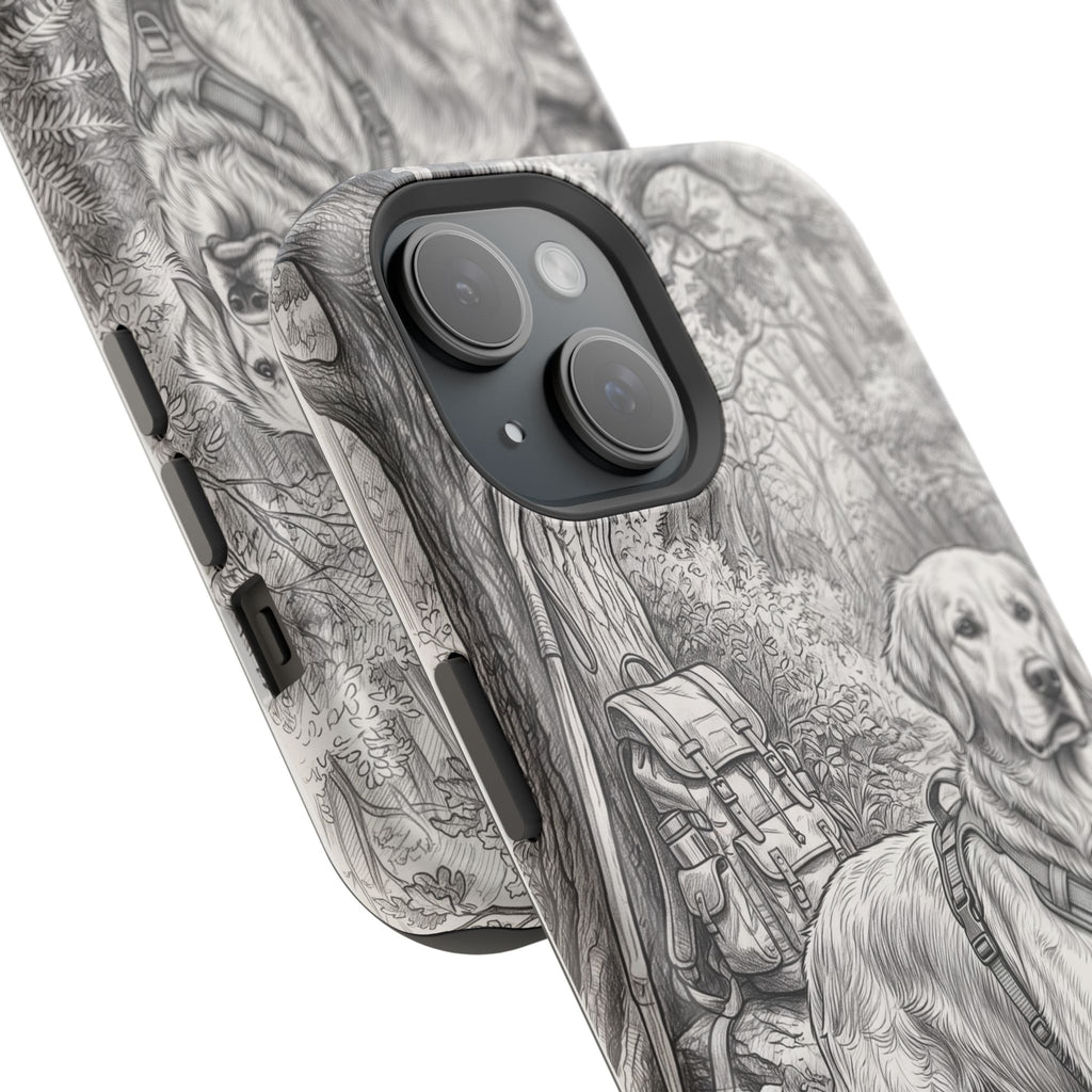 Personalized Golden Retriever Woodland Trail Phone Case — Wireless Charging Cover
