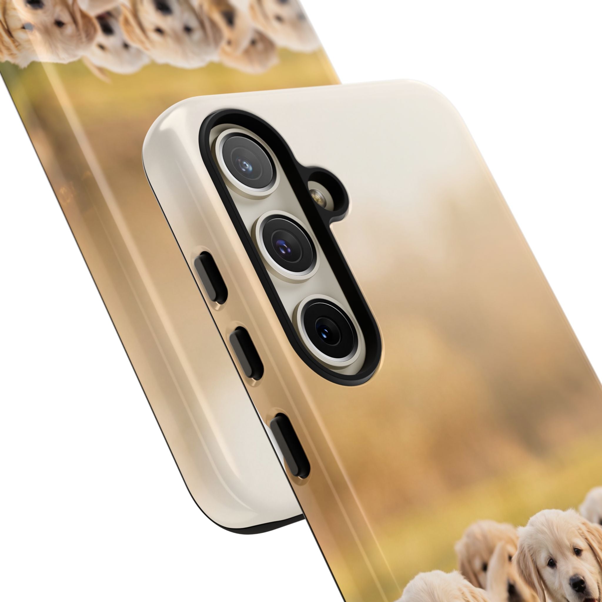 Golden Retriever Puppies Phone Case | Playful Puppy Pack Running in Grass | iPhone & Samsung