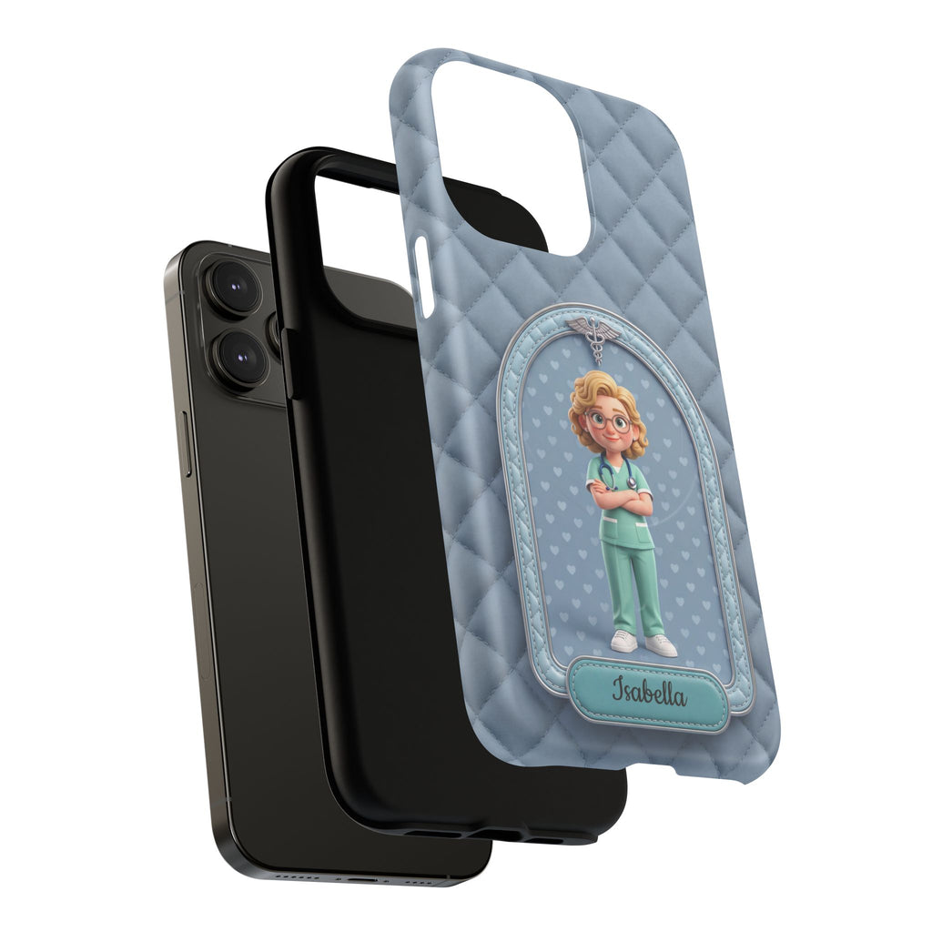 Personalized Nurse Phone Case | Quilted Badge Design, Custom Name iPhone Case
