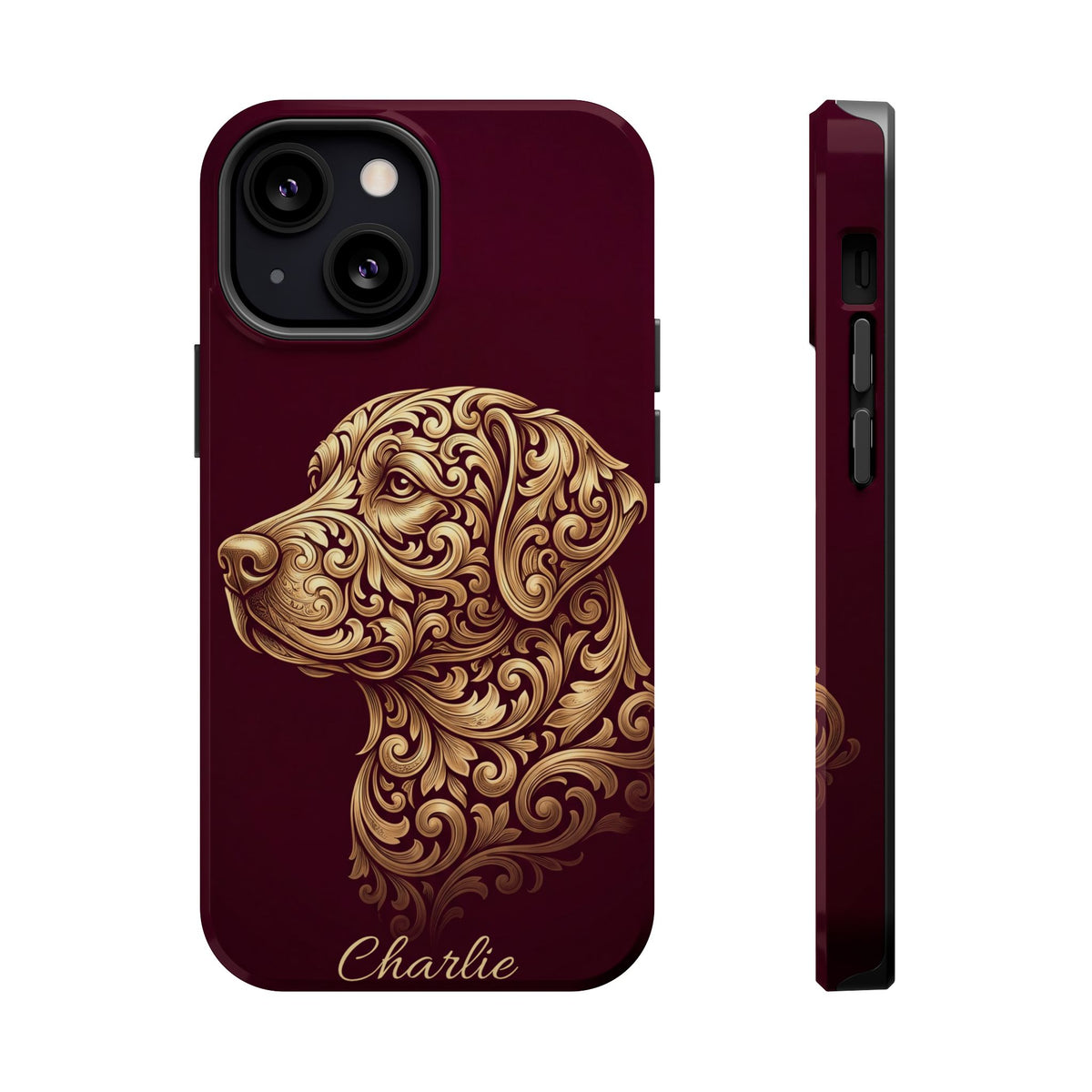 Personalized Gold Filigree Labrador Phone Case — Tough Magnetic Case with Wireless Charging