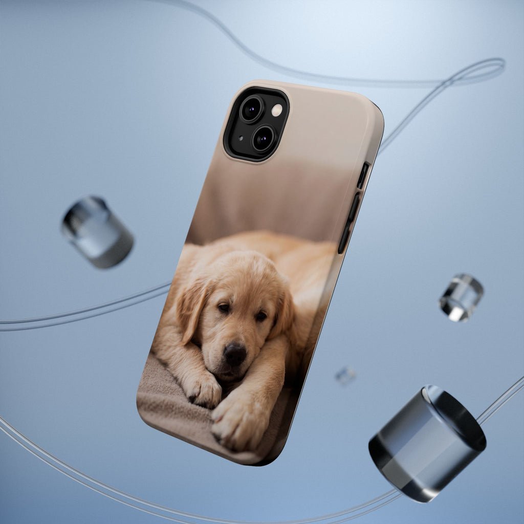 Golden Retriever Puppy Phone Case — Impact-Resistant Wireless Charging Cover