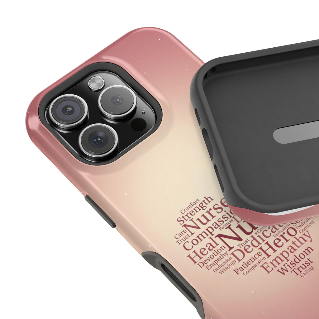 Nurse Heart Word Art Phone Case — Impact-Resistant Wireless Charging Cover